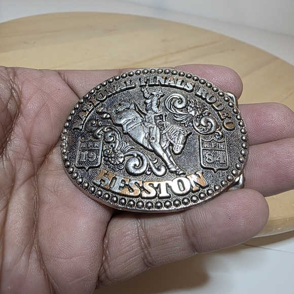 National Finals Rodeo Hesston 1984 NFR Youth Cowboy Buckle Ornate Vintage - Picture 3 of 9